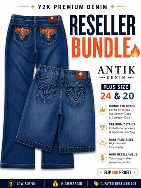 2pc Antik Denim Embellished JEANS LOT Y2K Vintage | Plus Size 20W & 24W